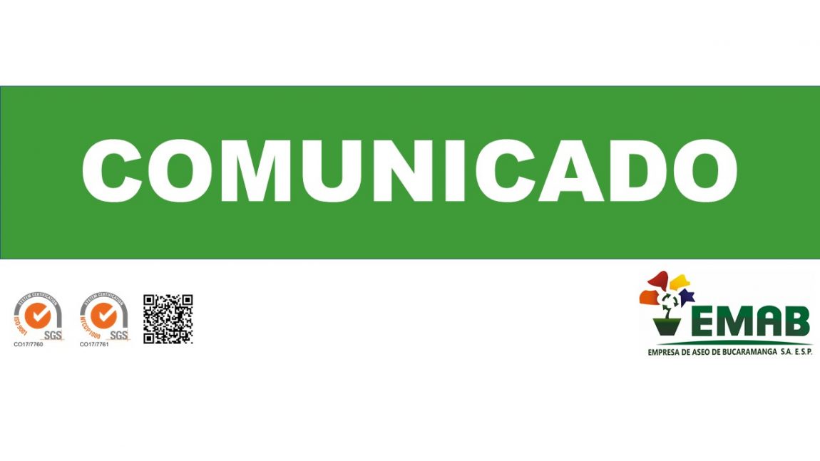 COMUNICADO PRESTACIÓN DE SERVICIO DE DISPOSICIÓN FINAL